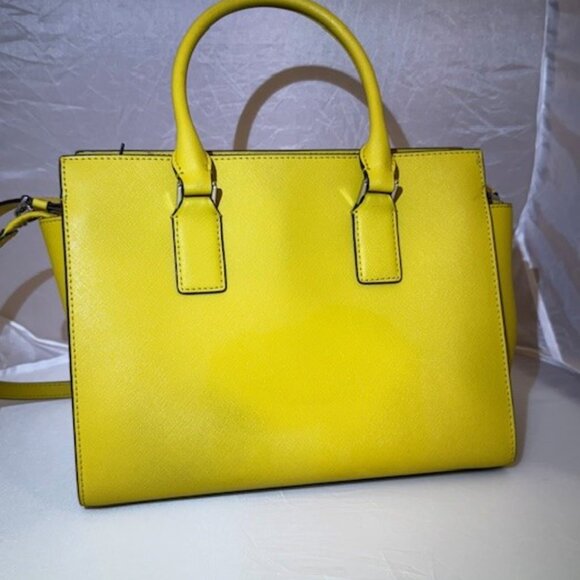 Kate Spade Cameron Medium Satchel Crossbody Yellow w/matching wallet - Picture 2 of 4
